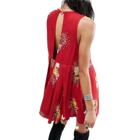 Free People Free - Lovely Day Printed Tunic Mini Floral Dress Sz S - Picture 3 of 11